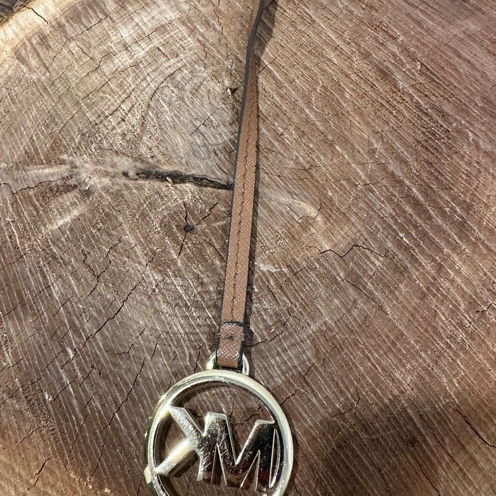Michael Kors Gold Logo Bag charm with Brown Strap - Picture 3 of 4
